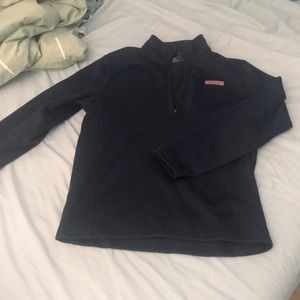 Vineyard Vines Fleece Lined Quarter Zip - Navy Blue Sized Medium